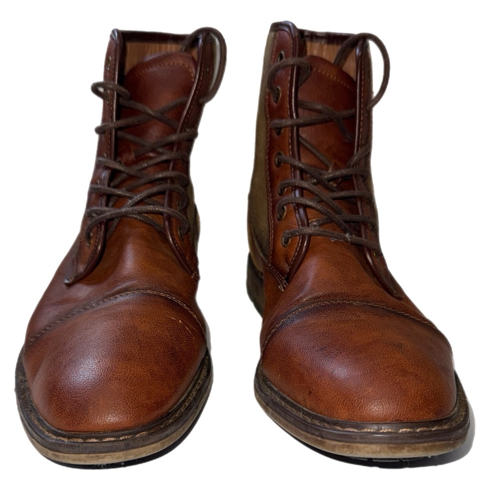 Madden‎ - Men’s Brown Leather & Canvas Lace‑Up Boots - Size 9.5 - Picture 3 of 11